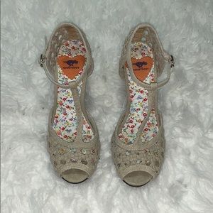 Khaki Mary Jane heels